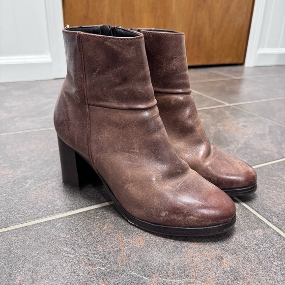 Thursday Boot Company Heeled Bootie Leather Womens Shoes Antique Claret Brown 9